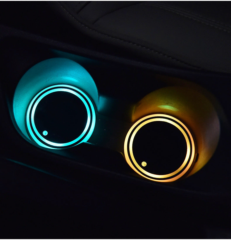 Posavasos LED Multicolor para Auto – Recargable por USB y Energía Sola