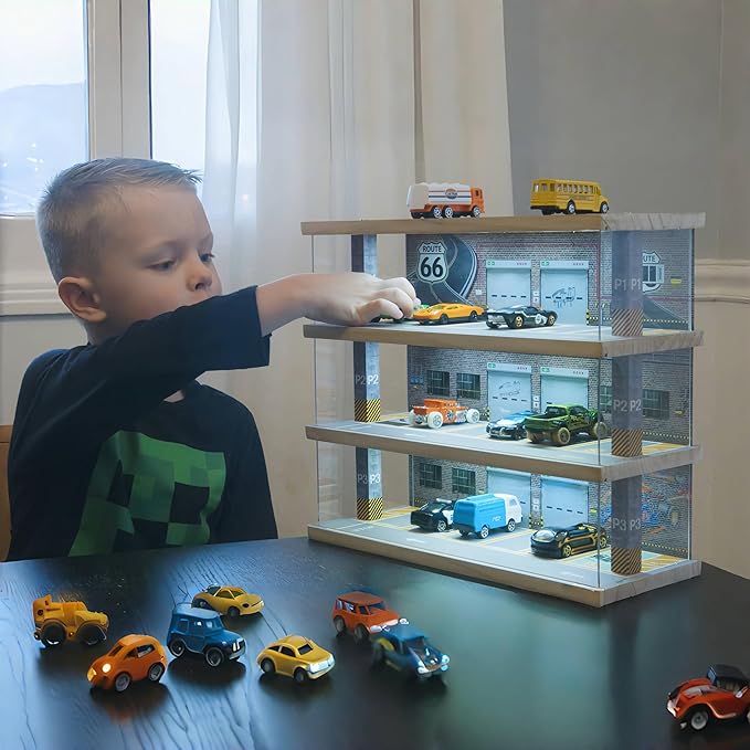 Almacenamiento para Hot Wheels: Maqueta de Garaje de Estacionamiento de Autos de Juguete con Luces