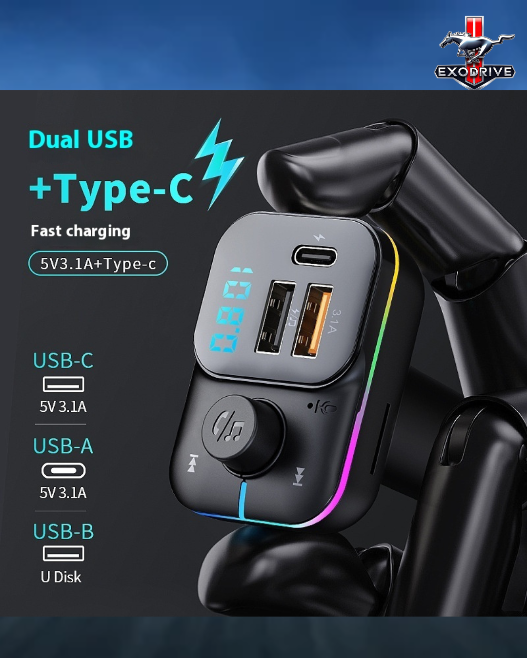 Cargador Bluetooth MP3 para Auto – Reproductor