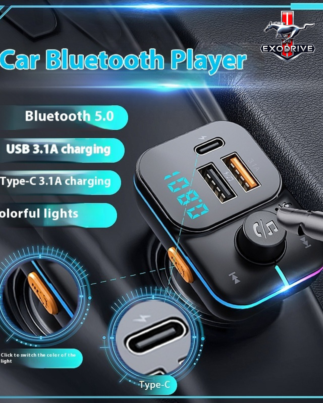 Cargador Bluetooth MP3 para Auto – Reproductor